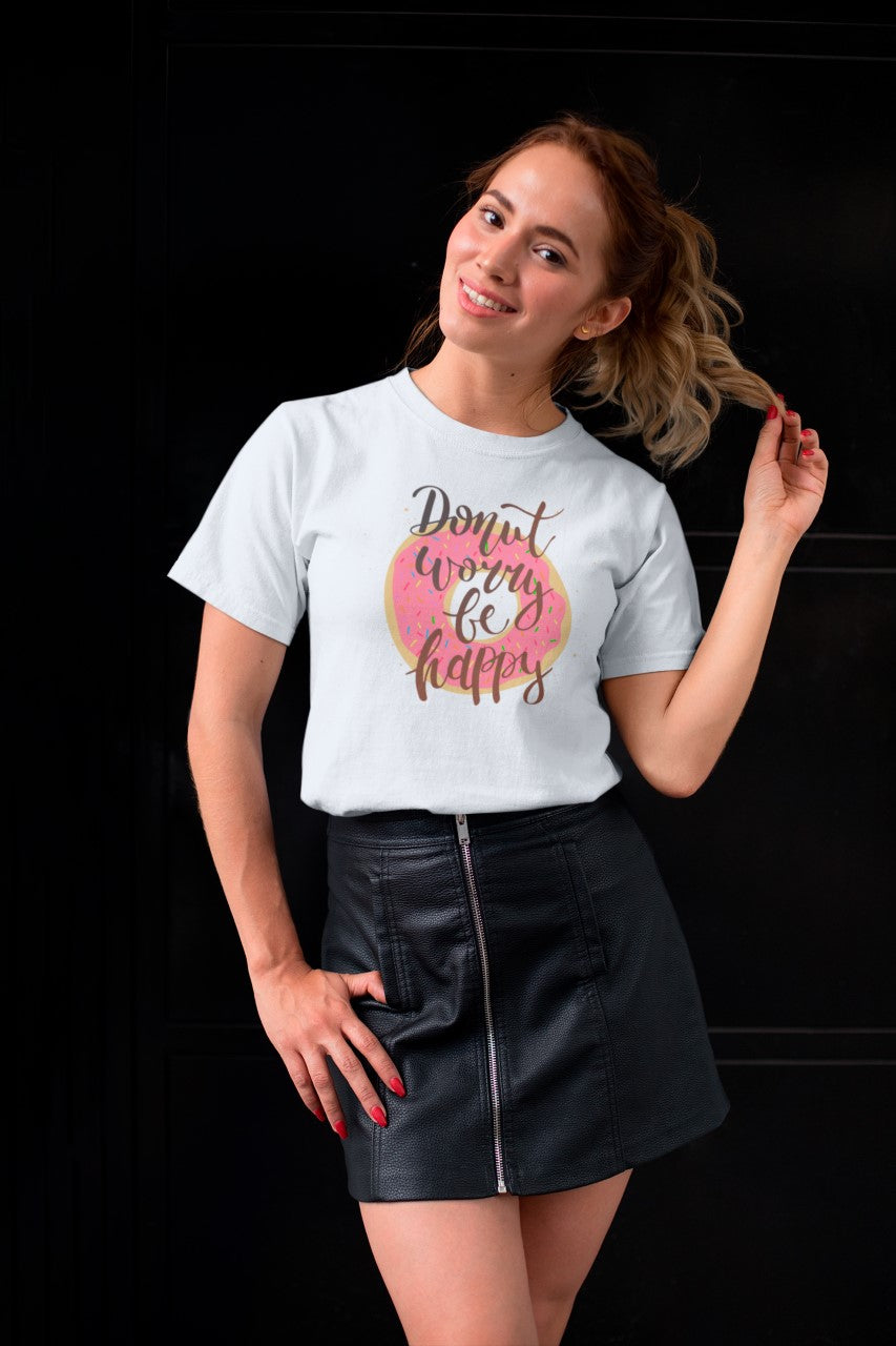 Donut Worry Be Happy (pink) - T-Shirt