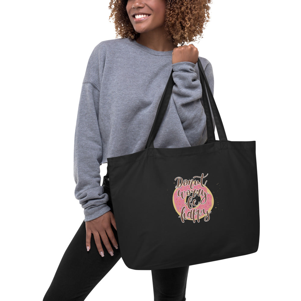 Donut worry be Happy (pink) - Tote Bag
