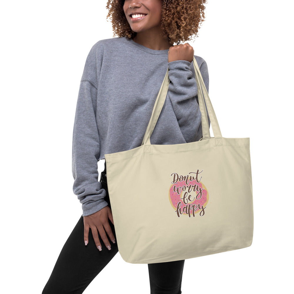 Donut worry be Happy (pink) - Tote Bag