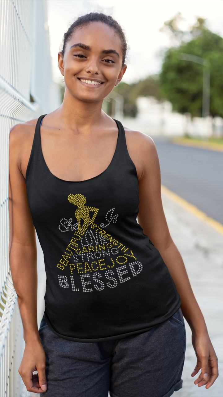 She Is Blessed (gold) - Tank Top